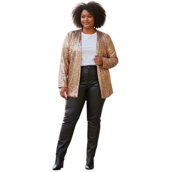 torrid Jackets & Blazers - Torrid Open Front Sequin Jacket Long Line Size 4